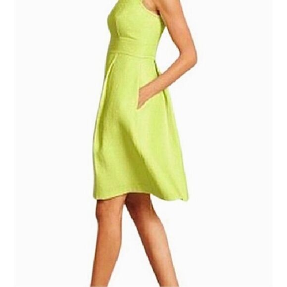 Heidi Weisel Fit & Flare Green Textured Sleeveless Geometric Dress 14 Pastel NWT - Picture 2 of 9